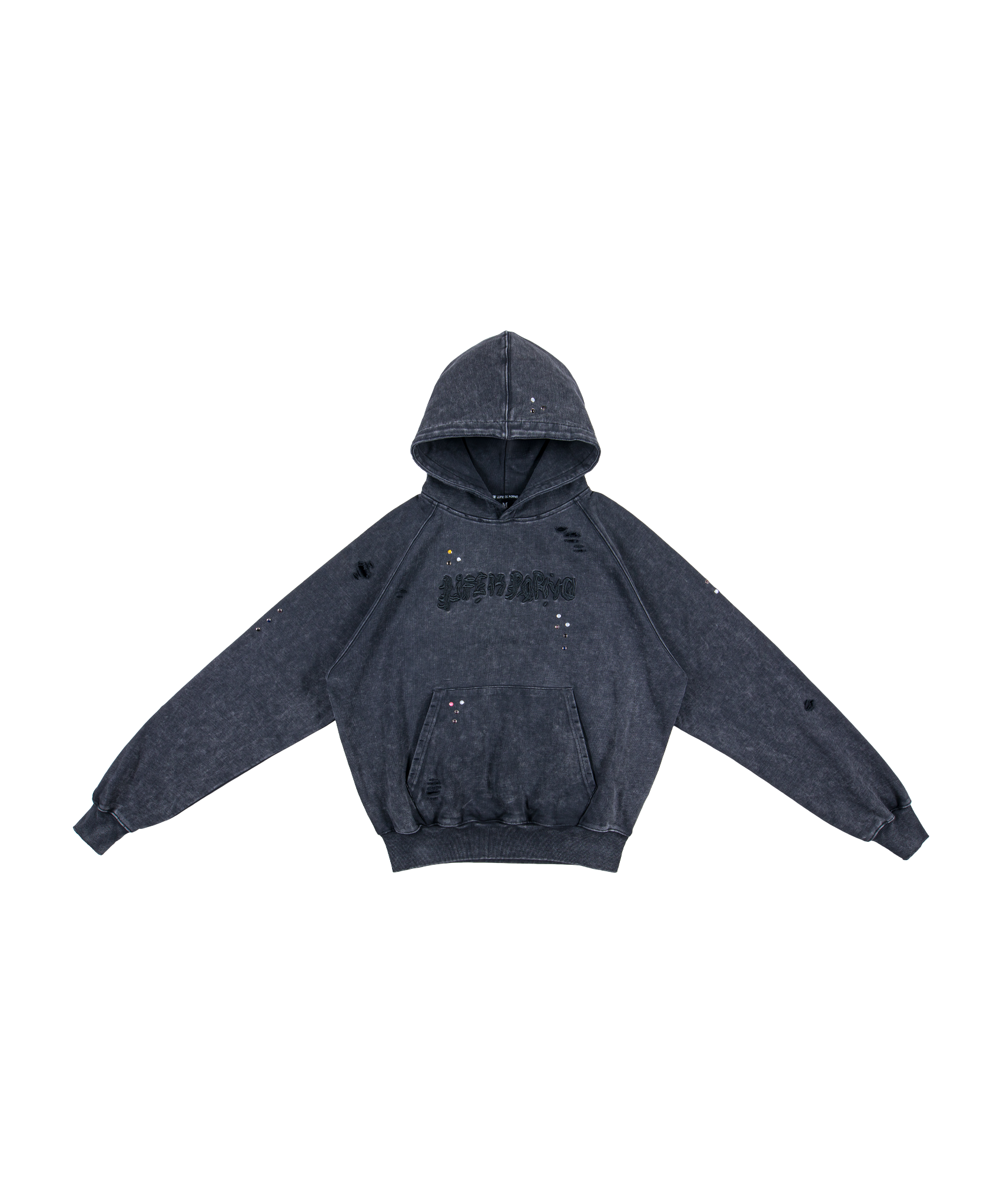 ILLEGAL STONE HOODIE: STEEL WASH