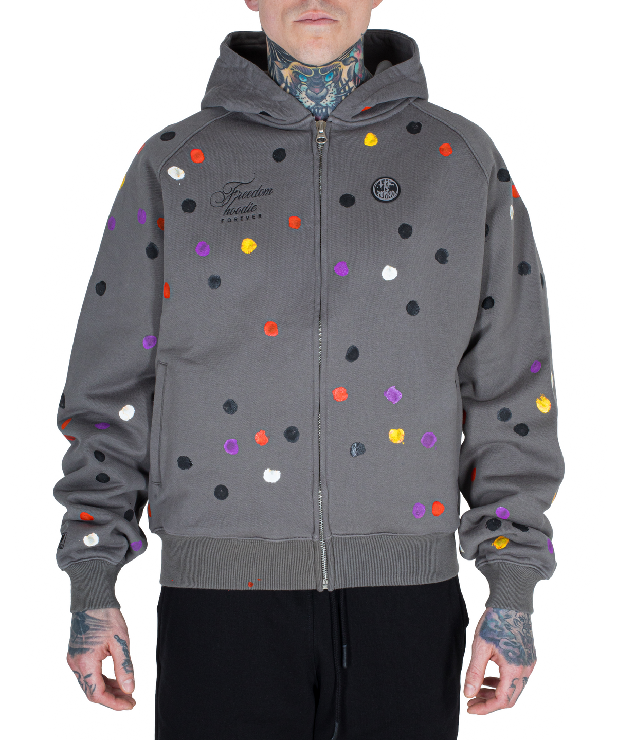 FREEDOM ZIP HOODIE: WASHED BLACK