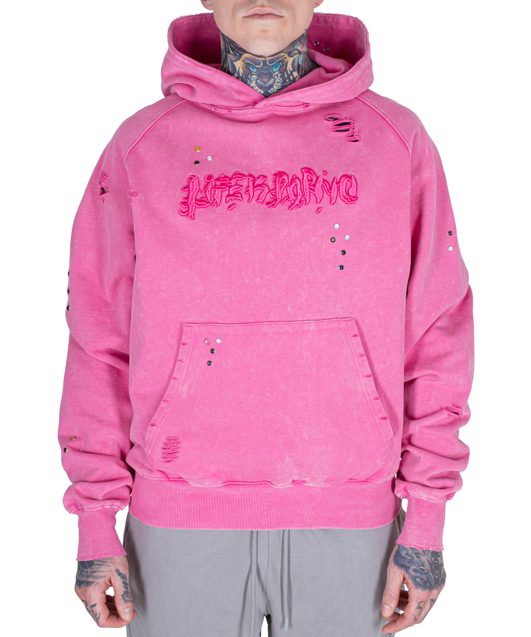 ILLEGAL STONE HOODIE: CANDY PINK WASH
