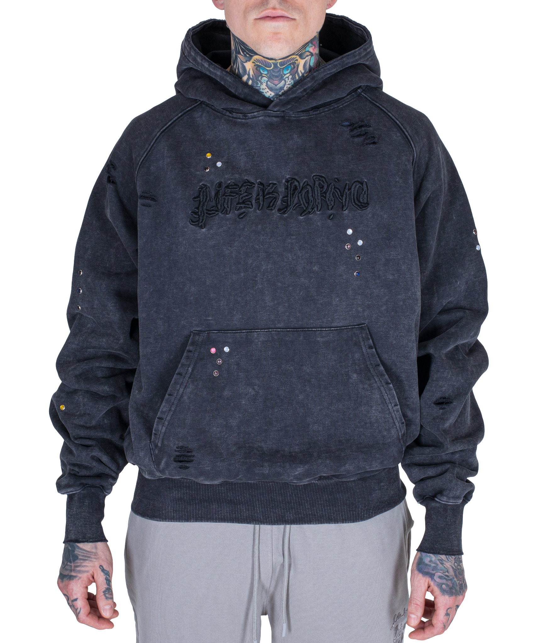 ILLEGAL STONE HOODIE: STEEL WASH