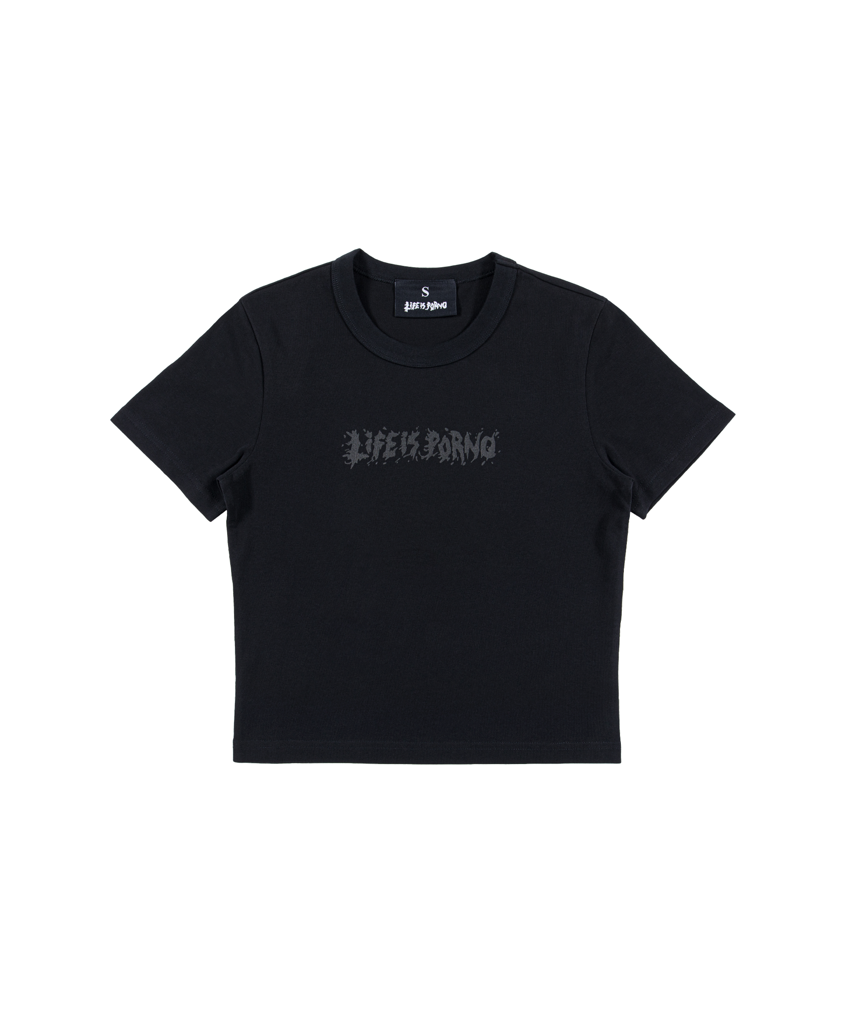 GIRLS CROP TOP FITTED TEE: BLACK