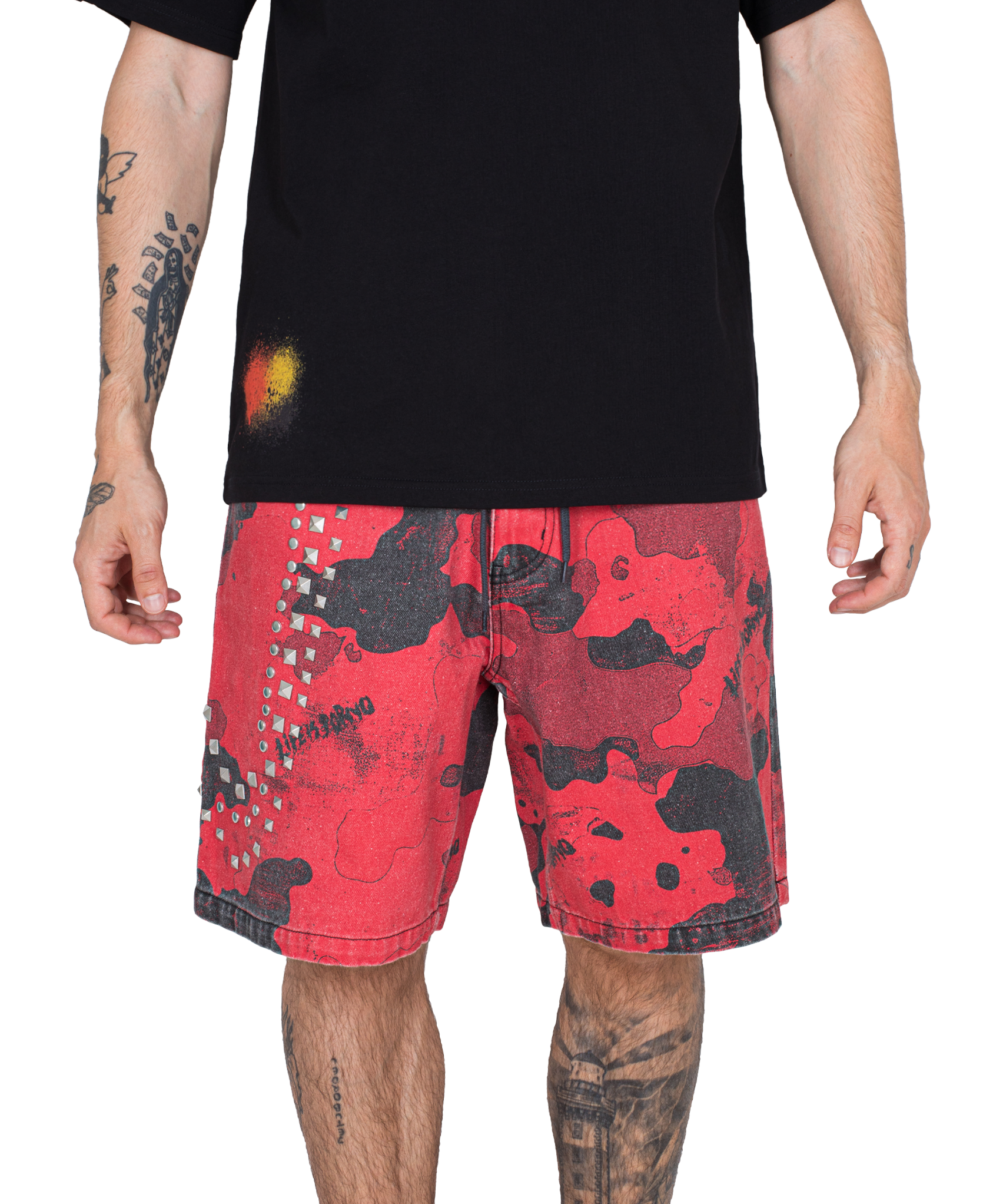 LIFE DENIM SHORTS: RED CAMO