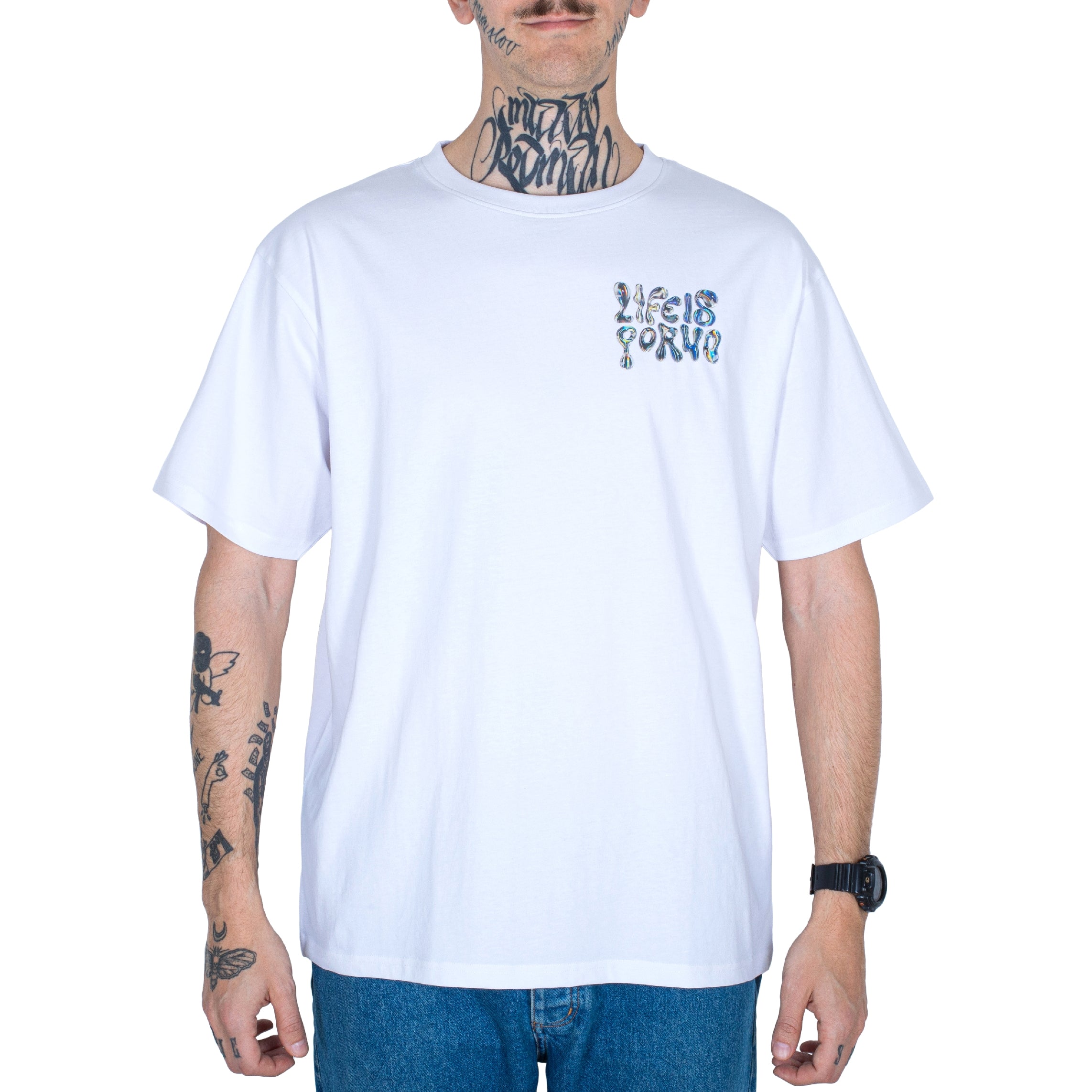BUBBLE CHROME TEE: WHITE