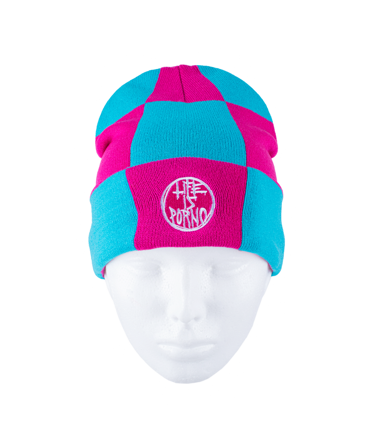 CHESS BEANIE: PINK/BLUE