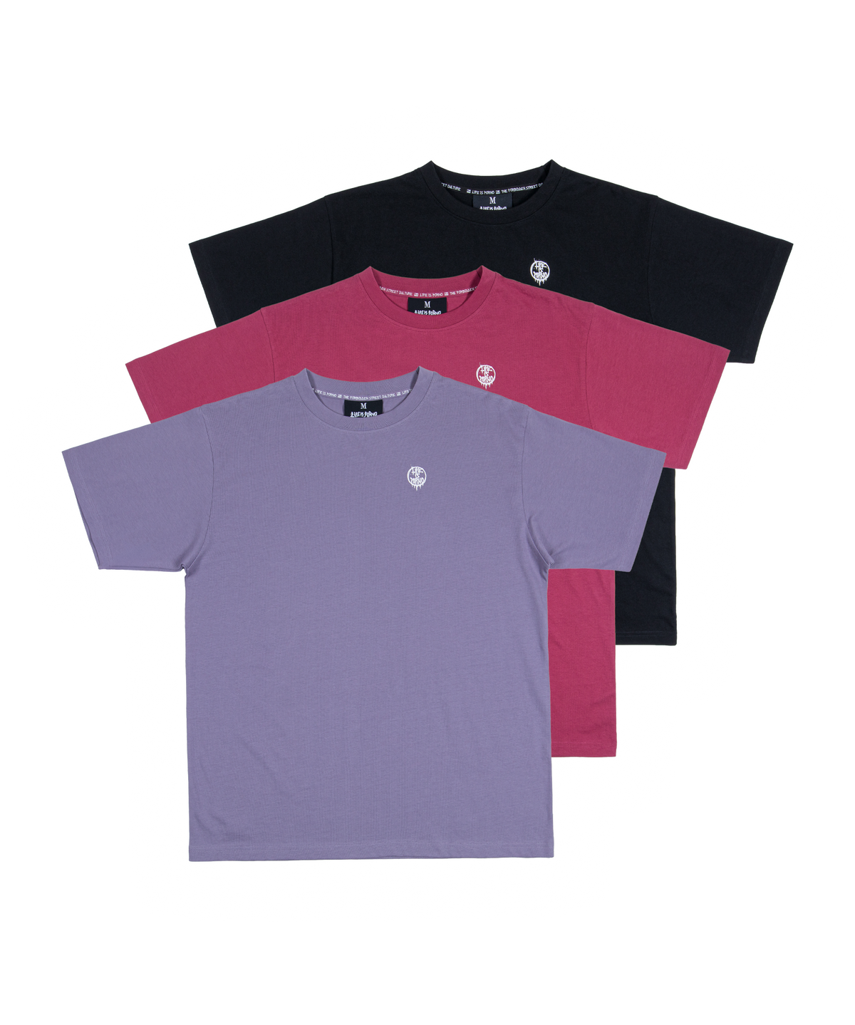 3PAC LIP TEE: BLACK/BORDEAUX/GREY