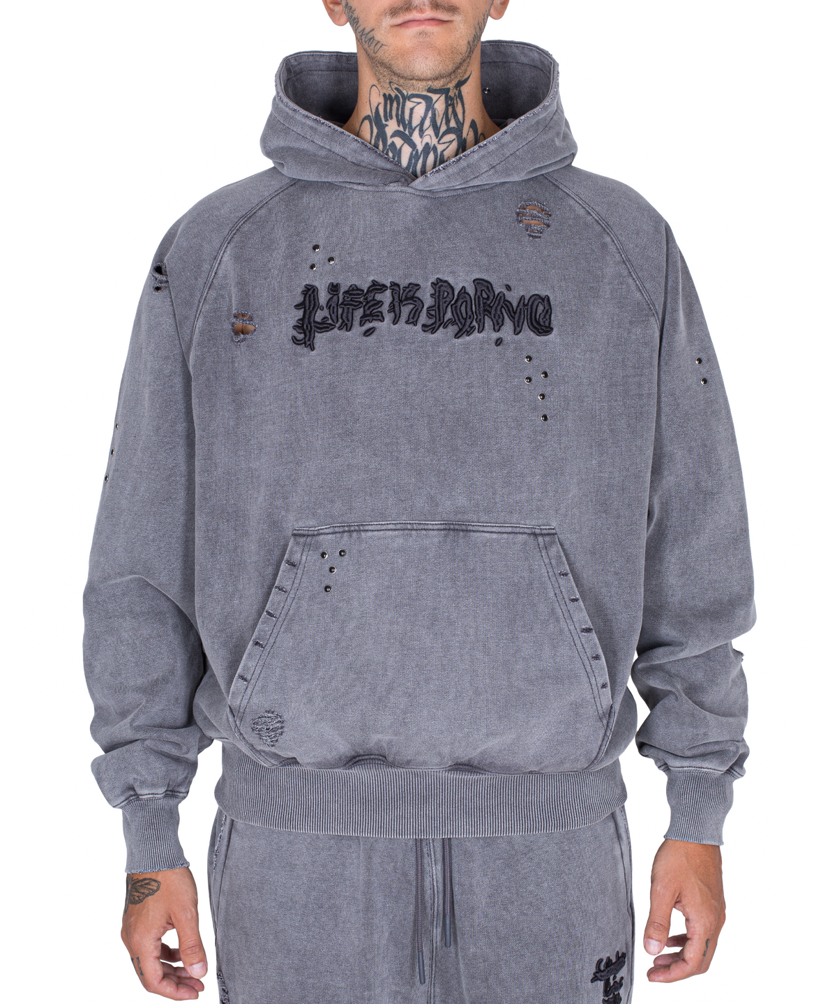 ORIGINAL STONE HOODIE: GREY WASH