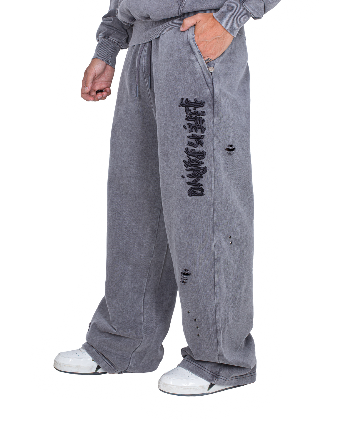 ORIGINAL STONE WIDE PANTS: GREY WASH