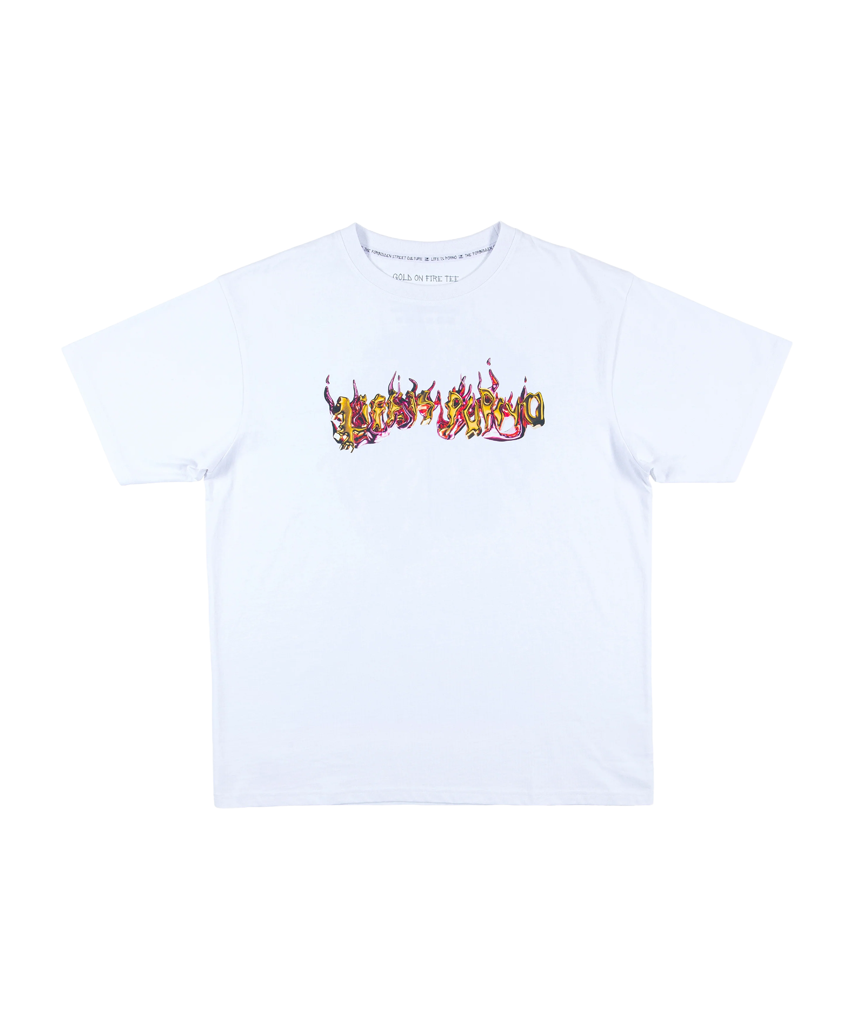 GOLD ON FIRE TEE: WHITE